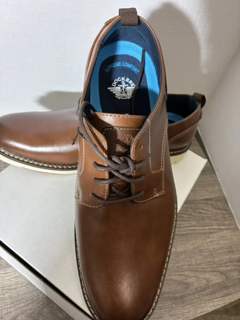 Docker’s Supreme Comfort Plain Toe Derby Dress Shoes In Brown Size 11M No Box